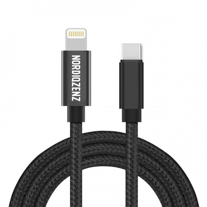 NORDIQZENZ USB-C til Lightning tekstilkabel, 3 m, sort i gruppen SMARTPHONES & TABLETS / Opladere og kabler / Kabler / Kabler Lightning hos TP E-commerce Nordic AB (38-84019)
