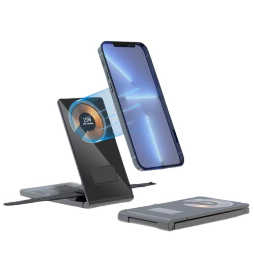 Sammenklappelig og trådløs oplader til smartphone, iWatch og Airpods i gruppen SMARTPHONES & TABLETS / Opladere og kabler / Trådløs Qi oplader hos TP E-commerce Nordic AB (38-84105)