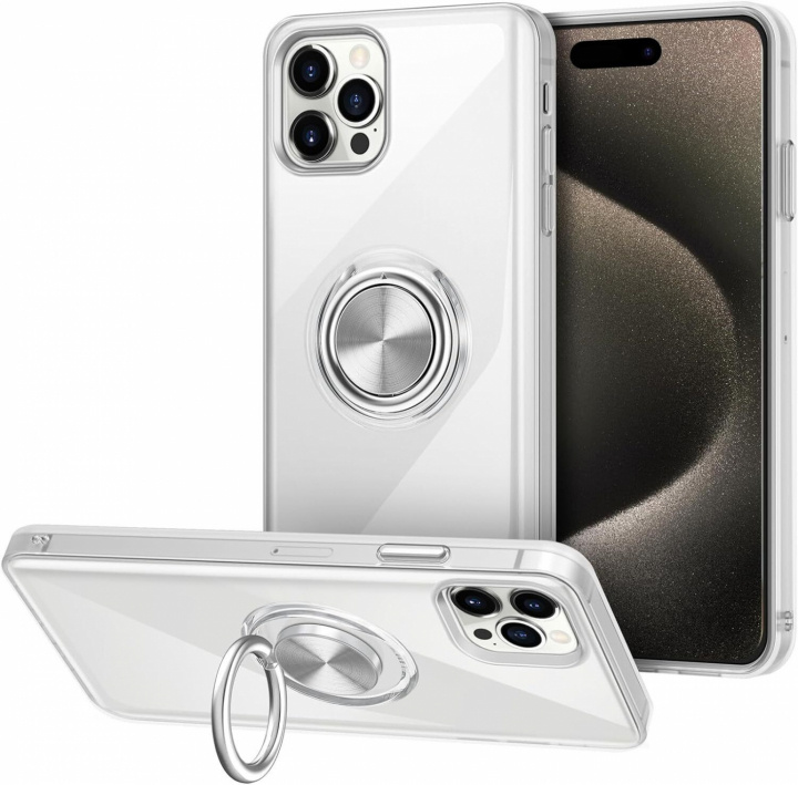 Transparent case with ring holder, iPhone 15 i gruppen SMARTPHONES & TABLETS / Mobil Beskyttelse / Apple / iPhone 15 hos TP E-commerce Nordic AB (38-84262)