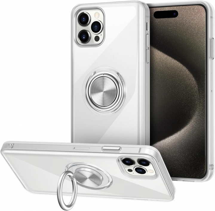 Gennemsigtigt etui med ringholder, iPhone 15 Pro Max i gruppen SMARTPHONES & TABLETS / Mobil Beskyttelse / Apple / iPhone 15 hos TP E-commerce Nordic AB (38-84265)