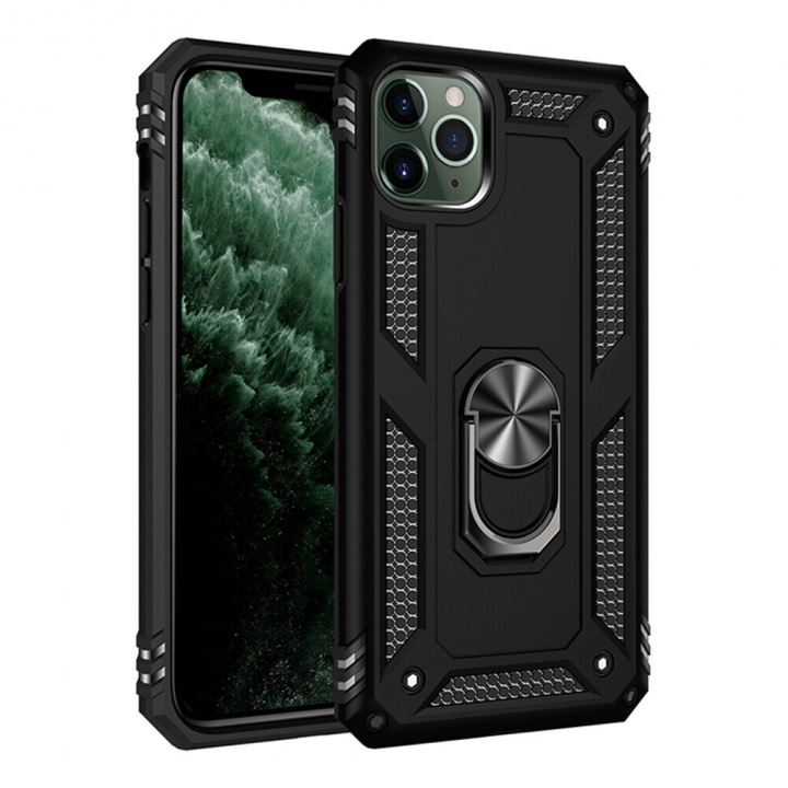 Mobiltaske til iPhone 15 Pro Max med ringholder, sort i gruppen SMARTPHONES & TABLETS / Mobil Beskyttelse / Apple / iPhone 15 hos TP E-commerce Nordic AB (38-84279)