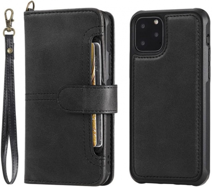 Wallet case in PU leather with card slot for iPhone 15, Black i gruppen SMARTPHONES & TABLETS / Mobil Beskyttelse / Apple / iPhone 15 hos TP E-commerce Nordic AB (38-84290)