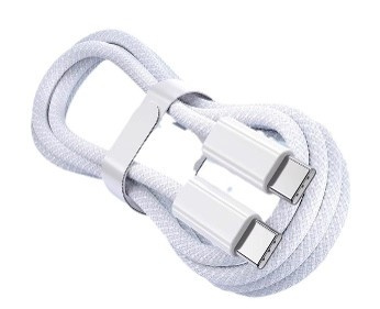 Braided USB-C cable - 1 m, White- iPhone 15 compatible - Nylon - PD60W i gruppen SMARTPHONES & TABLETS / Opladere og kabler / Kabler / Kabler Type C hos TP E-commerce Nordic AB (38-84298)