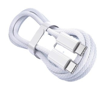 Flettet USB-C-kabel - 2 m - Hvid - iPhone 15-kompatibel - Nylon - PD60W i gruppen SMARTPHONES & TABLETS / Opladere og kabler / Kabler / Kabler Type C hos TP E-commerce Nordic AB (38-84300)