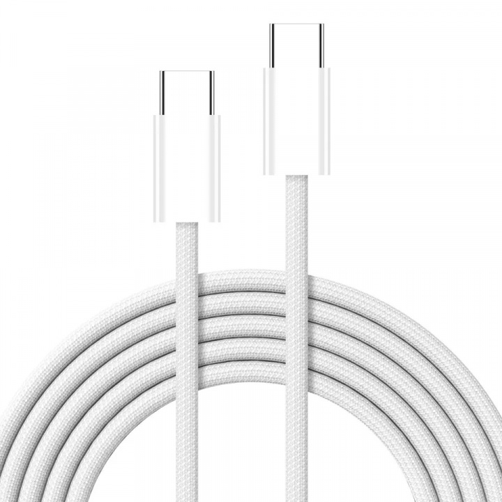 Flettet USB-C til USB-C opladnings- og synkroniseringskabel, 1,5 m, 5A, hvid i gruppen SMARTPHONES & TABLETS / Opladere og kabler / Kabler / Kabler Type C hos TP E-commerce Nordic AB (38-84427)