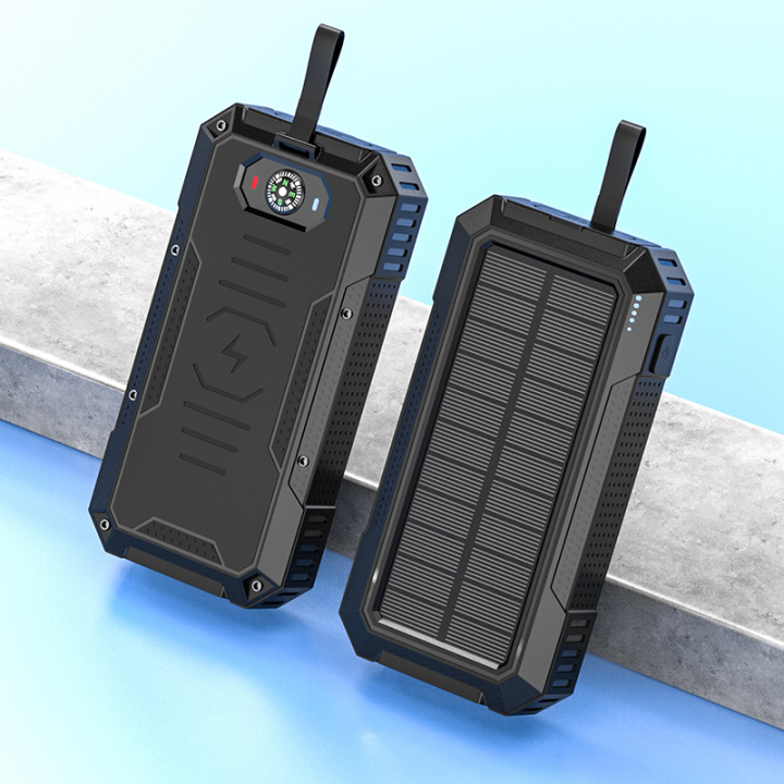 Powerbank 30000mAh 22,5W PD+15W trådløs opladning, solceller, lommelygte og kompas i gruppen SMARTPHONES & TABLETS / Opladere og kabler / Powerbanks hos TP E-commerce Nordic AB (38-84473)