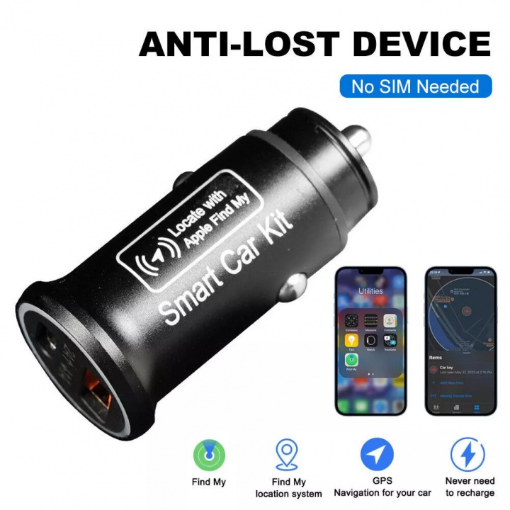 Biloplader 1 x USB + 1 x USB-C kompatibel med Find My iPhone i gruppen BIL / Tilbehør / Accessories / 12 volt tilbehør hos TP E-commerce Nordic AB (38-84479)