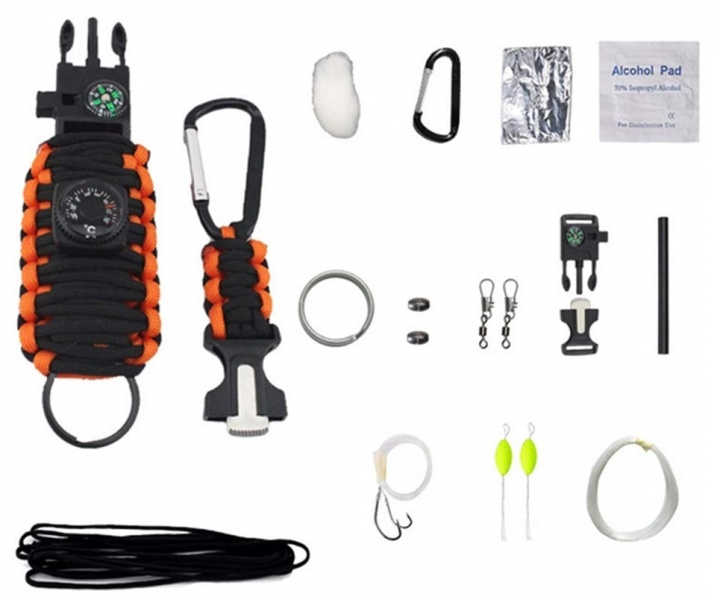 Survival kit med 12 tilbehør - Orange i gruppen SPORT, FRITID & HOBBY / Sjove gadgets / Smarte løsninger hos TP E-commerce Nordic AB (38-84507)