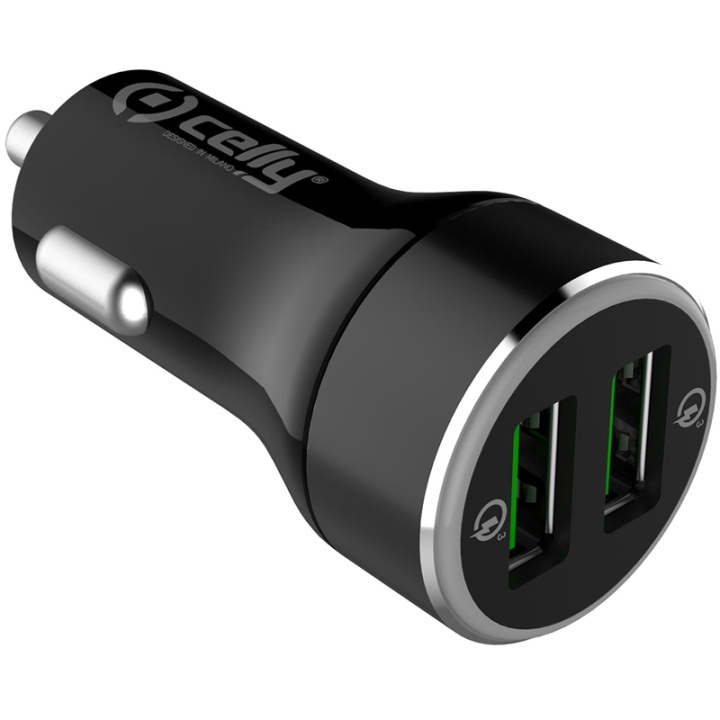 Celly Billaddare 2xUSB QC3 Max 36W i gruppen SMARTPHONES & TABLETS / Opladere og kabler / Bilopladere / Bil oplader USB hos TP E-commerce Nordic AB (38-85655)