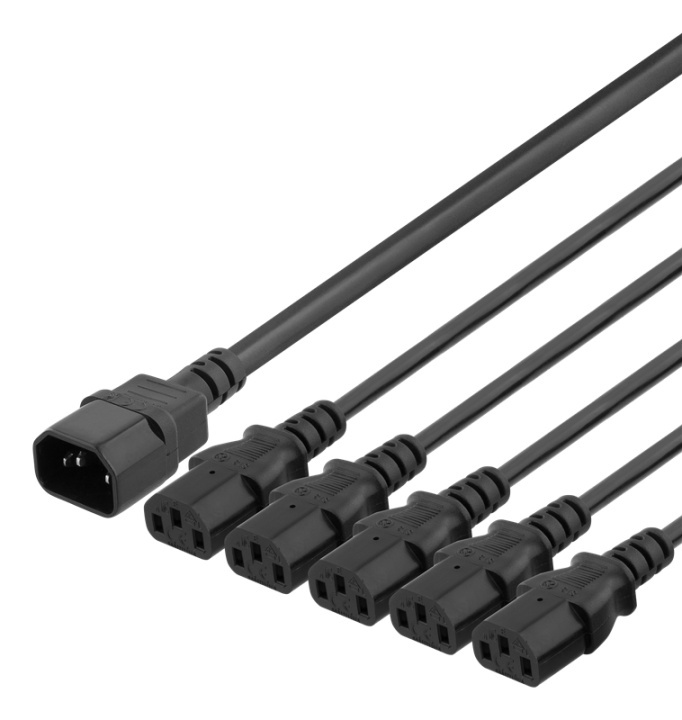 DELTACO IEC C14 to 5x IEC C13 Power cable, 3m, 10A/250V, Y-Splitter, b i gruppen COMPUTERTILBEHØR / Kabler og adaptere / Elkabler hos TP E-commerce Nordic AB (38-85766)