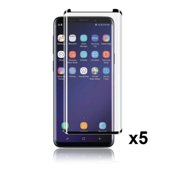 Panzer Samsung S9+, 5-pack, Curved Glass, 9H, svart i gruppen SMARTPHONES & TABLETS / Mobil Beskyttelse / Samsung hos TP E-commerce Nordic AB (38-86303PKT1)