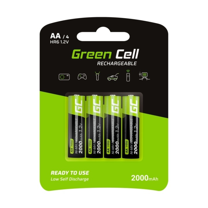 Green Cell Laddbara Ni-MH batterier 4x AA HR6 2000 mAh i gruppen HJEMMEELEKTRONIK / Batterier og opladere / Genopladelige batterier / AA hos TP E-commerce Nordic AB (38-86538)