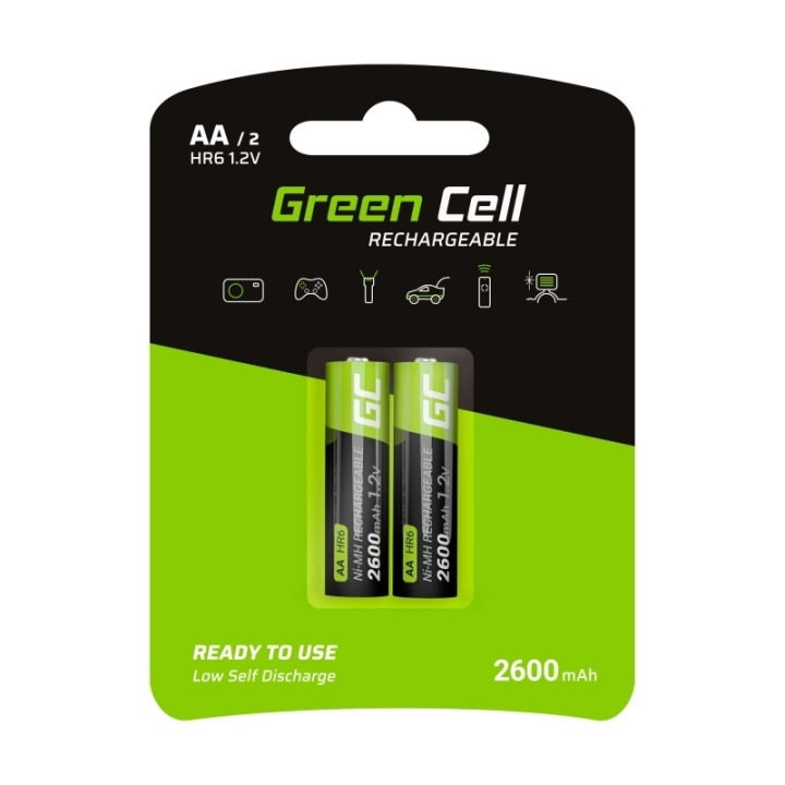 Green Cell Laddbara Ni-MH batterier 2x AA HR6 2600 mAh i gruppen HJEMMEELEKTRONIK / Batterier og opladere / Genopladelige batterier / AA hos TP E-commerce Nordic AB (38-86540)