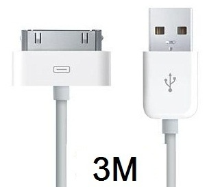 USB-kabel till iPhone/iPod 3 meter (Vit) i gruppen SMARTPHONES & TABLETS / Opladere og kabler / Kabler / Kabler 30 pin hos TP E-commerce Nordic AB (38-8659)