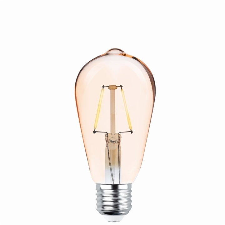 Forever Light Retro LED-lampa med filament Guld, E27 ST64 4W 2200K 400lm i gruppen HJEMMEELEKTRONIK / Lys / LED lamper hos TP E-commerce Nordic AB (38-86596)