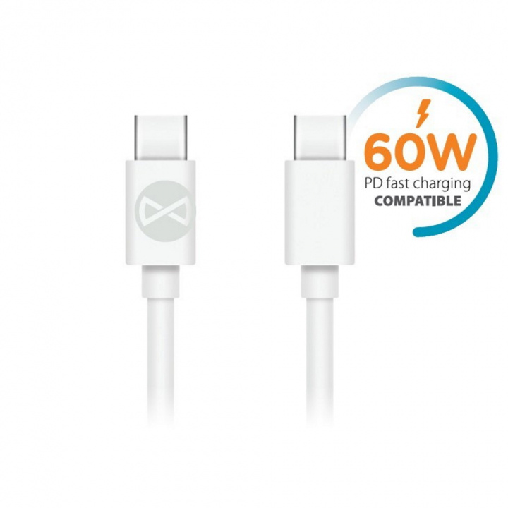 Forever cable USB-C - USB-C 1,0 m 3A, White i gruppen SMARTPHONES & TABLETS / Opladere og kabler / Kabler / Kabler Type C hos TP E-commerce Nordic AB (38-86655)