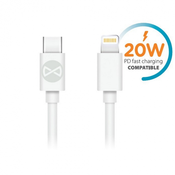 Forever cable USB-C - Lightning 1,0 m 3A, 20W, White i gruppen SMARTPHONES & TABLETS / Opladere og kabler / Kabler / Kabler Lightning hos TP E-commerce Nordic AB (38-86657)