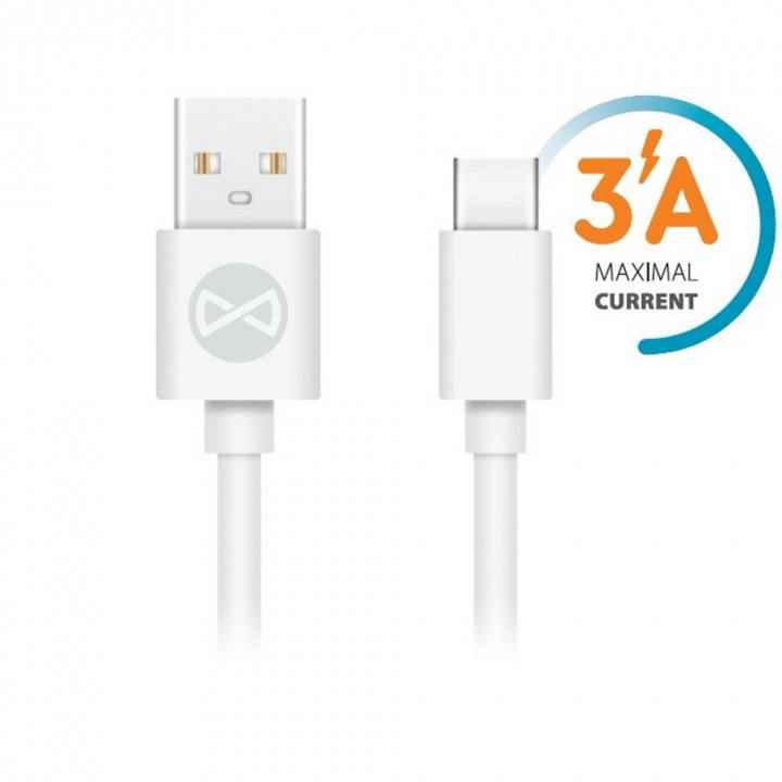 Forever cable USB - USB-C 1,0 m 3A, White i gruppen SMARTPHONES & TABLETS / Opladere og kabler / Kabler / Kabler Type C hos TP E-commerce Nordic AB (38-86658)