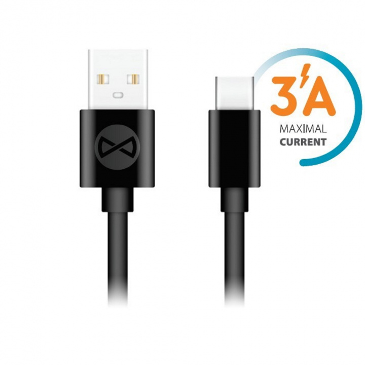 Forever cable USB - USB-C 1,0 m 3A, Black i gruppen SMARTPHONES & TABLETS / Opladere og kabler / Kabler / Kabler Type C hos TP E-commerce Nordic AB (38-86659)