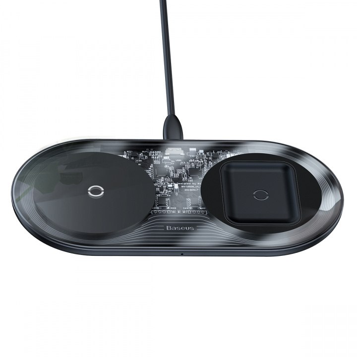 Baseus trådløs oplader 2-i-1 18W, gennemsigtig i gruppen SMARTPHONES & TABLETS / Opladere og kabler / Trådløs Qi oplader hos TP E-commerce Nordic AB (38-86690)