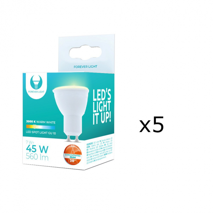 LED-lampe GU10 7W 230V 3000K 38°, 5-pak, Varm hvid i gruppen HJEMMEELEKTRONIK / Lys / LED lamper hos TP E-commerce Nordic AB (38-86692-PKT05)