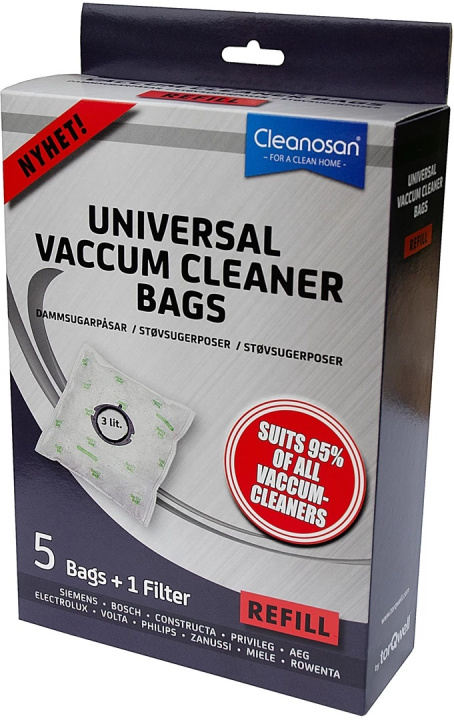 Cleanosan Genopfyldning af støvsugerposer 5-pak i gruppen HJEM, HUS & HAVE / Rengøringsmidler / Støvsugere og tilbehør / Tilbehør / Støvsugerposer hos TP E-commerce Nordic AB (38-86828)