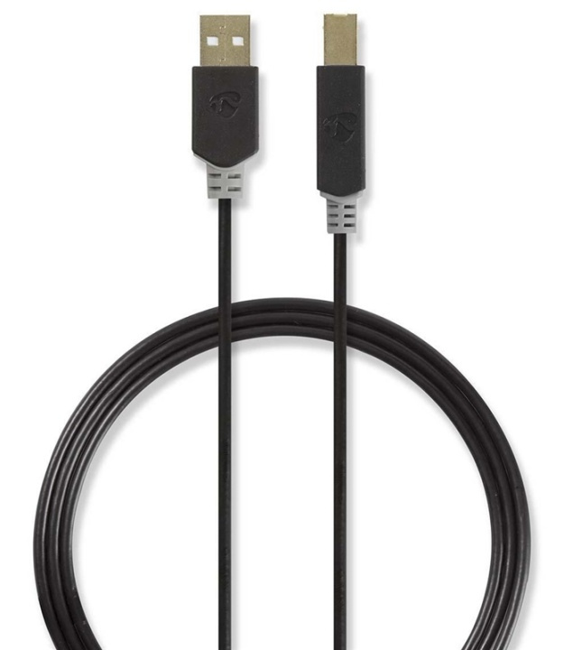 Nedis USB-kabel | USB 2.0 | USB-A Han | USB-B han | 480 Mbps | Guldplateret | 2.00 m | Runde | PVC | Antracit | Box i gruppen COMPUTERTILBEHØR / Kabler og adaptere / USB / USB-A / Kabler hos TP E-commerce Nordic AB (38-88707)