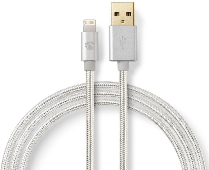 Nedis Lightning Kabel | USB 2.0 | Apple Lightning 8-pin | USB-A Han | 480 Mbps | Guldplateret | 3.00 m | Runde | Flettet / Nylon | Aluminium | Cover Window Box i gruppen SMARTPHONES & TABLETS / Opladere og kabler / Kabler / Kabler Lightning hos TP E-commerce Nordic AB (38-88710)