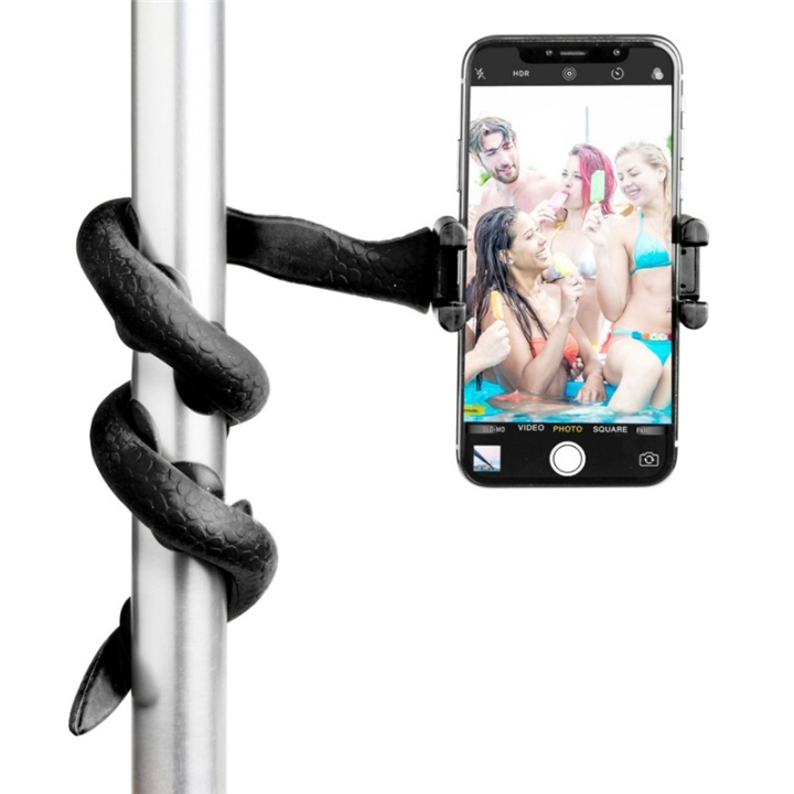 Celly Snake, Flexibel selfiepinne för smartphones och kameror, svart i gruppen SMARTPHONES & TABLETS / Øvrigt tilbehør / Docks, Stativ og Holder hos TP E-commerce Nordic AB (38-89297)
