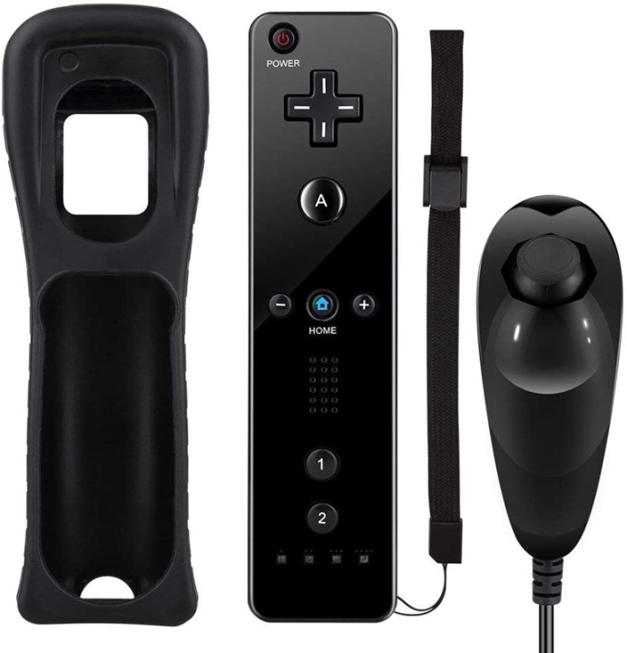 Remote Plus + Nunchuck till Wii-Wii U, Svart i gruppen HJEMMEELEKTRONIK / Spilkonsoller og tilbehør / Nintendo Wii hos TP E-commerce Nordic AB (38-89553)