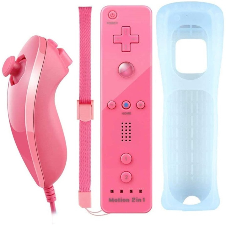 Remote Plus + Nunchuck kompatibel med Wii-Wii U, Rosa i gruppen HJEMMEELEKTRONIK / Spilkonsoller og tilbehør / Nintendo Wii hos TP E-commerce Nordic AB (38-89556)