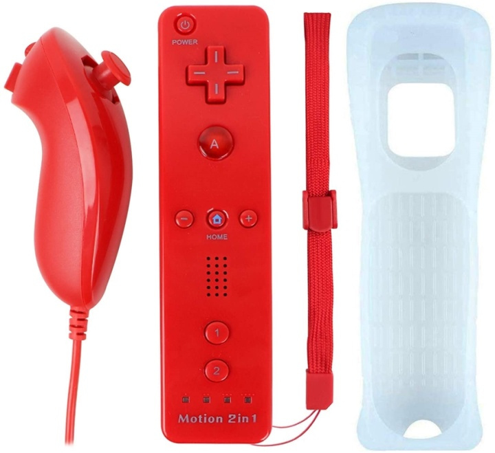 Remote Plus + Nunchuck kompatibel med Wii Wii U, Rød i gruppen HJEMMEELEKTRONIK / Spilkonsoller og tilbehør / Nintendo Wii hos TP E-commerce Nordic AB (38-89557)