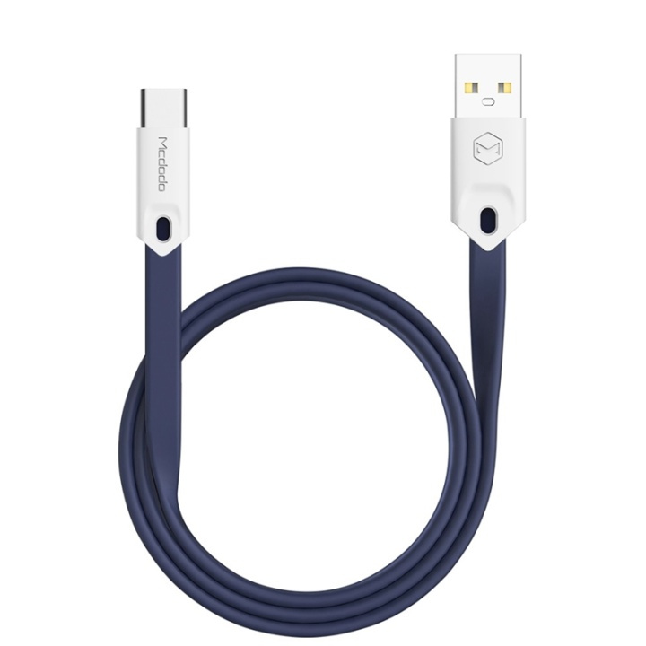 Mcdodo Platt laddkabel USB-C 2.4A 1m, Blå i gruppen SMARTPHONES & TABLETS / Opladere og kabler / Kabler / Kabler Type C hos TP E-commerce Nordic AB (38-89860)