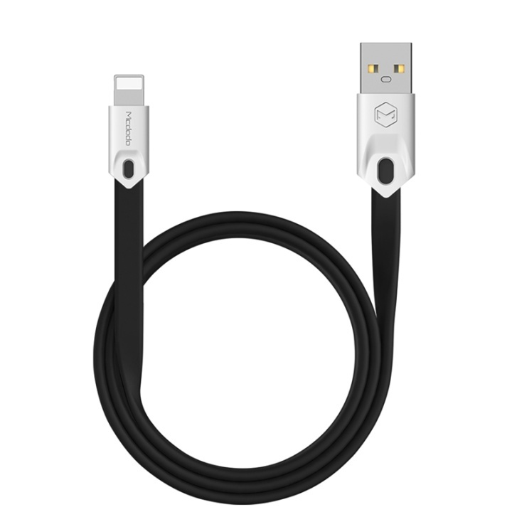 Mcdodo fladt ladekabel Lightning 2.4A 1m, sort i gruppen SMARTPHONES & TABLETS / Opladere og kabler / Kabler / Kabler Lightning hos TP E-commerce Nordic AB (38-89861)