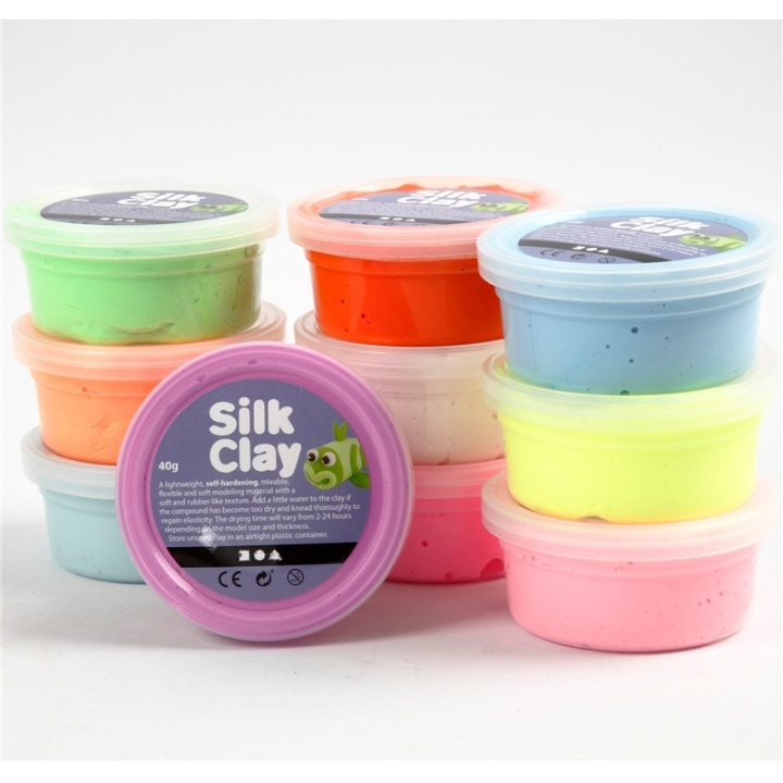 Silk Clay Mixade Färger Basic 2 10x40g i gruppen LEGETØJ, BØRN & BABY / Legetøj / Lege ler, lege sand og tilbehør hos TP E-commerce Nordic AB (38-90236)