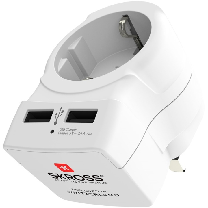 SKROSS El-Adapter USB Storbritannien i gruppen HJEM, HUS & HAVE / Elektricitet & Belysning / Rejseadaptere hos TP E-commerce Nordic AB (38-90252)