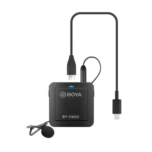 BOYA Mikrofon Knaphuls BY-DM20 2-Kanals USB-C/Lightning 2m. i gruppen HJEMMEELEKTRONIK / Lyd & billede / Håndholdte mikrofoner hos TP E-commerce Nordic AB (38-90557)