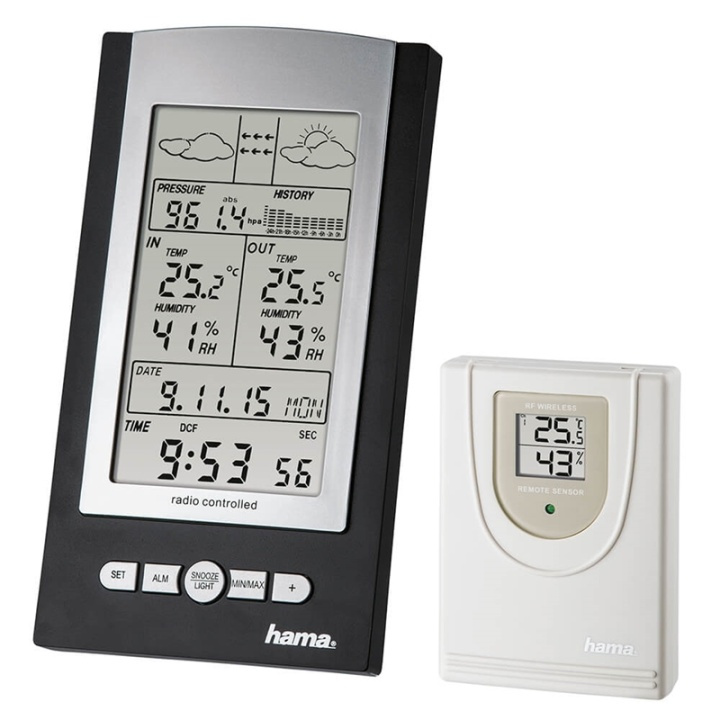 Hama Vejrstation EWS-800 Sort i gruppen HJEM, HUS & HAVE / Ventilator & Klima apparater / Termometre og vejrstationer hos TP E-commerce Nordic AB (38-90741)