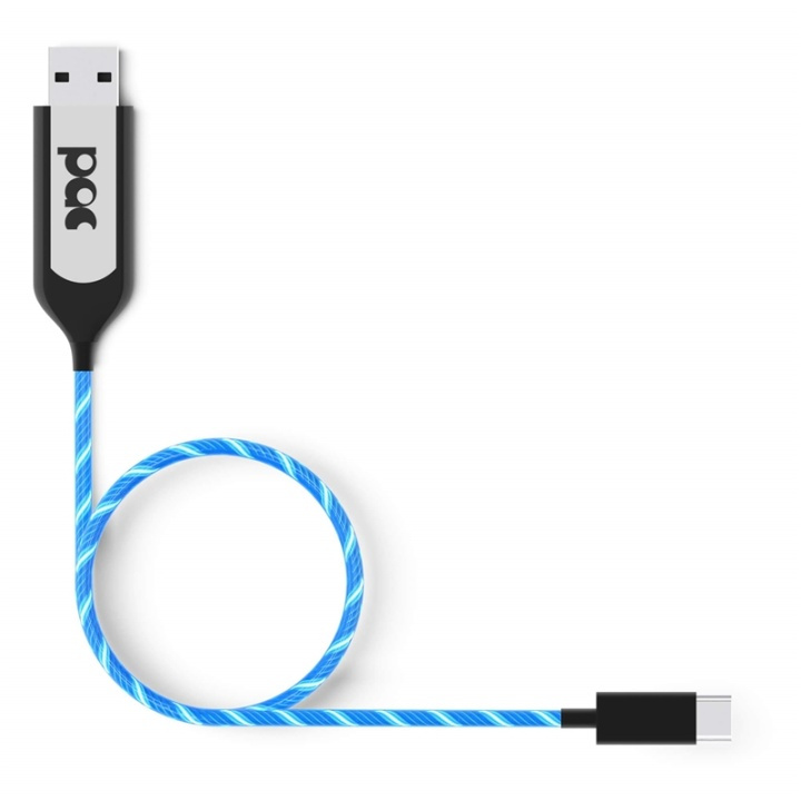 POWERAWARE PAC Ladekabel USB-C 1m Blå LED Belyst Kabel i gruppen COMPUTERTILBEHØR / Kabler og adaptere / USB / USB-C hos TP E-commerce Nordic AB (38-91131)