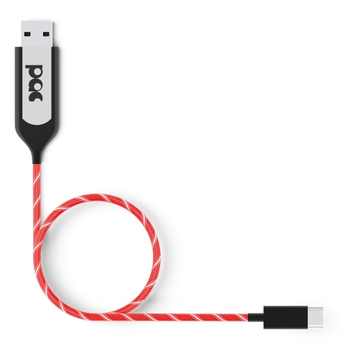 POWERAWARE PAC Ladekabel USB-C 1m Rød LED Belyst Kabel i gruppen COMPUTERTILBEHØR / Kabler og adaptere / USB / USB-C hos TP E-commerce Nordic AB (38-91132)