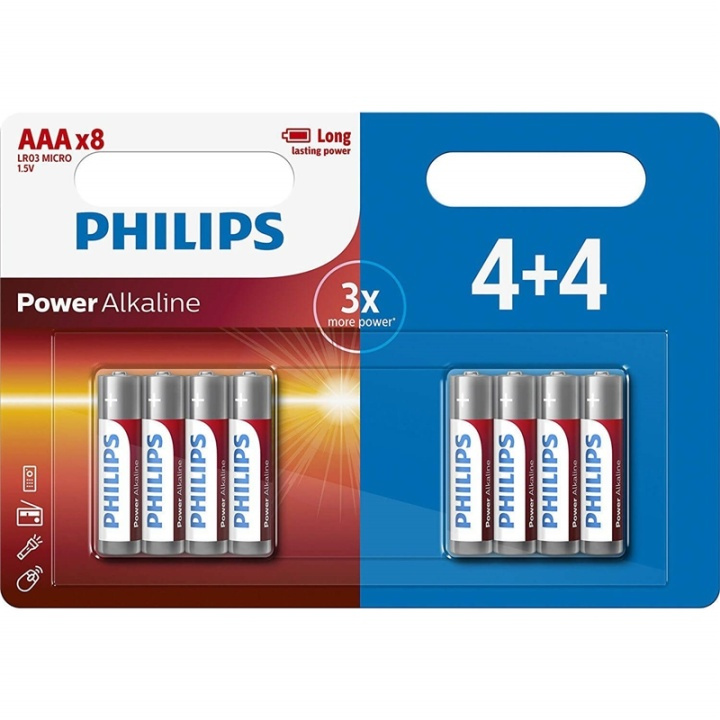 PHILIPS Batteri Alkaliske LR03/AAA 8-pak i gruppen HJEMMEELEKTRONIK / Batterier og opladere / Batterier / AAA hos TP E-commerce Nordic AB (38-91143)