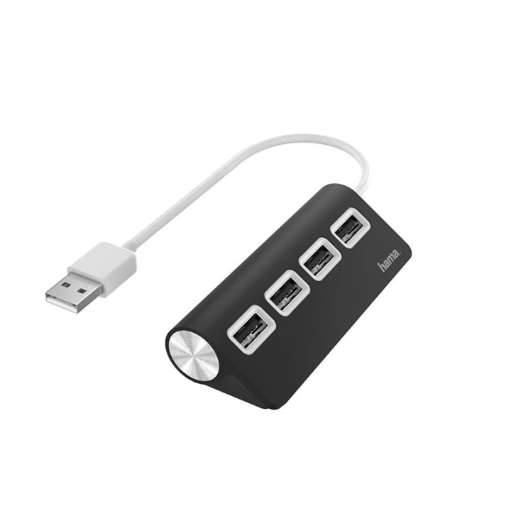 Hama Hub USB-A 2.0 4x Portar 480 Mbit/s Svart i gruppen COMPUTERTILBEHØR / Computer Tilbehør / USB-hubs hos TP E-commerce Nordic AB (38-91881)