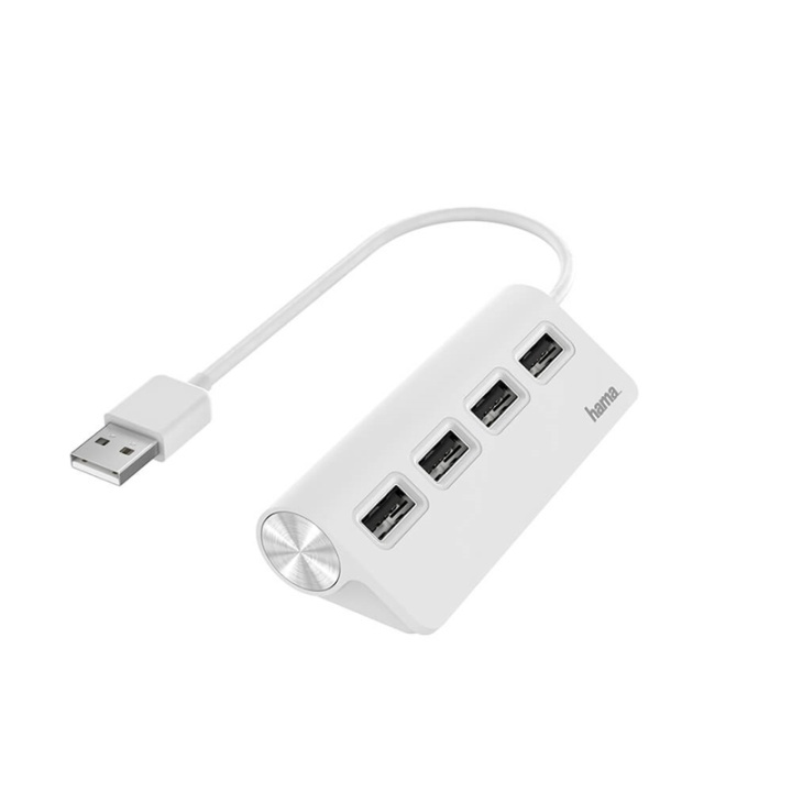 Hama Hub USB-A 2.0 4x Portar 480 Mbit/s Vit i gruppen COMPUTERTILBEHØR / Computer Tilbehør / USB-hubs hos TP E-commerce Nordic AB (38-91882)