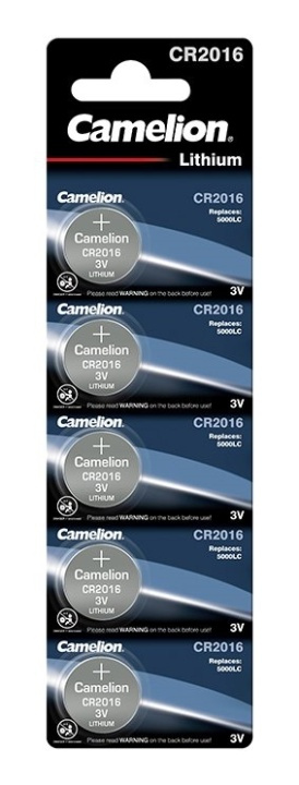 Camelion CR2016/3V, knapcellebatteri, lithium, 5-pak i gruppen HJEMMEELEKTRONIK / Batterier og opladere / Batterier / Knapcelle hos TP E-commerce Nordic AB (38-92006)