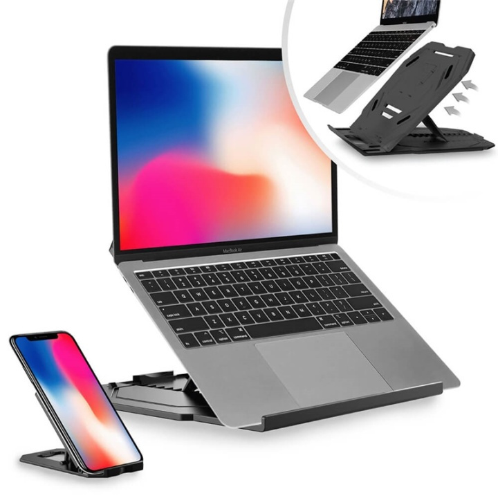 Desire2 2in1 Portabel Laptop Stander Sort 360 Roterbar incl Mobil Stander i gruppen HJEM, HUS & HAVE / Kontorartikler / Andet hos TP E-commerce Nordic AB (38-92367)