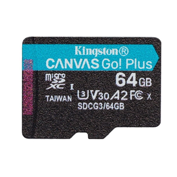 Kingston Canvas Go! Plus microSDXC, 64GB i gruppen HJEMMEELEKTRONIK / Lagringsmedier / Hukommelseskort / MicroSD/HC/XC hos TP E-commerce Nordic AB (38-92717)
