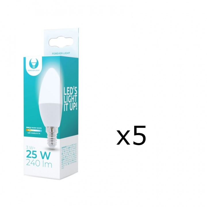 LED-lampe E14, C37, 3W, 230V, 3000K 5-pak, Varm hvid i gruppen HJEMMEELEKTRONIK / Lys / LED lamper hos TP E-commerce Nordic AB (38-92746-PKT05)