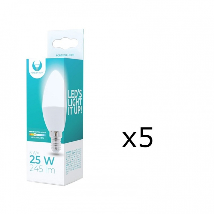 LED-lampe E14, C37, 3W, 230V, 4500K 5-pak, hvid neutral i gruppen HJEMMEELEKTRONIK / Lys / LED lamper hos TP E-commerce Nordic AB (38-92747-PKT05)
