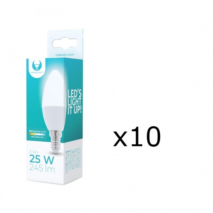 LED-lampe E14, C37, 3W, 230V, 4500K 10-pak, hvid neutral i gruppen HJEMMEELEKTRONIK / Lys / LED lamper hos TP E-commerce Nordic AB (38-92747-PKT10)