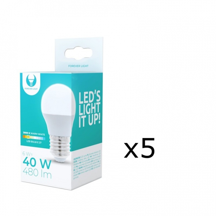 LED-lampe E27, 6W, 230V, 3000K 5-pak, varm hvid i gruppen HJEMMEELEKTRONIK / Lys / LED lamper hos TP E-commerce Nordic AB (38-92748-PKT05)